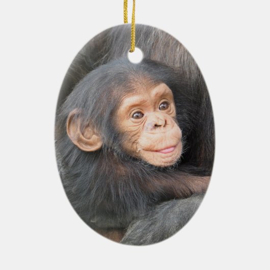 Baby Chimpansee Keramisch Ornament (Achterkant)