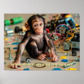 Baby Chimpansee poster "Bungle" print grappig (Voorkant)