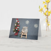 Baby chinchilla met snowflake kerstkaart kaart (Gele Bloem)