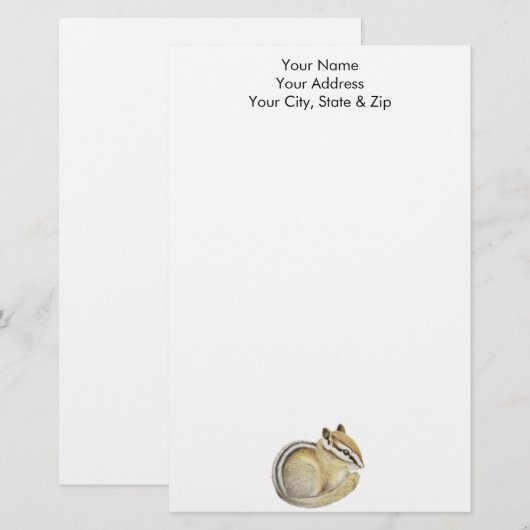 Baby Chipmunk Briefpapier (Voorkant / Achterkant)