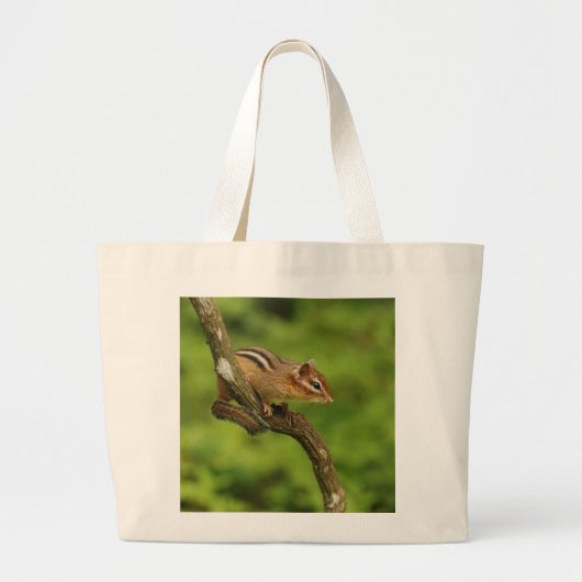 Baby Chipmunk in een boom Grote Tote Bag (Voorkant)