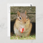 baby-chipmunk met aardbei briefkaart (Voorkant / Achterkant)