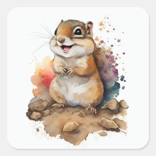 Baby Chipmunk Woodland Animal Art sticker (Voorkant)