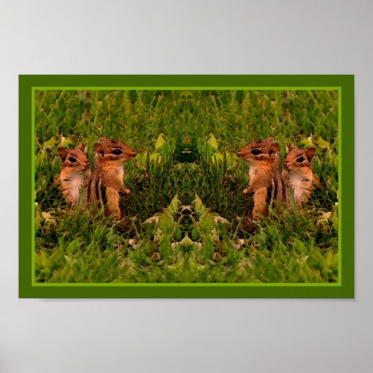 Baby Chipmunks Abstracte dierlijke kunst Poster (Voorkant)