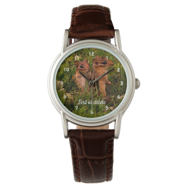 Baby Chipmunks Animal Art, gepersonaliseerd Horloge (Voorkant)