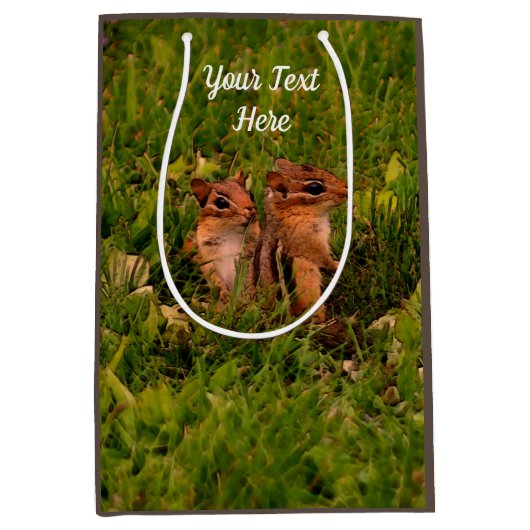 Baby Chipmunks Animal Art, gepersonaliseerd Medium Cadeauzakje (Voorkant)