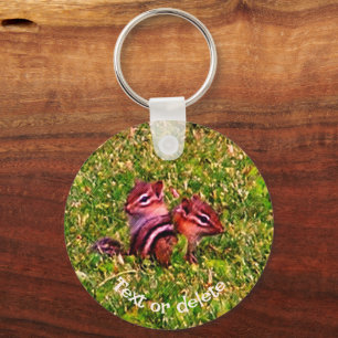 Baby Chipmunks Animal Art, gepersonaliseerd Sleutelhanger