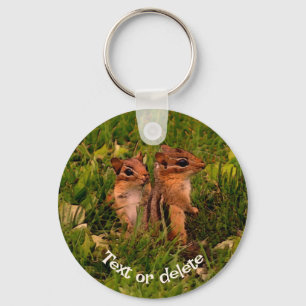 Baby Chipmunks Animal Art, gepersonaliseerd Sleutelhanger