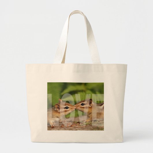 Baby Chipmunks Love Design Grote Tote Bag (Voorkant)