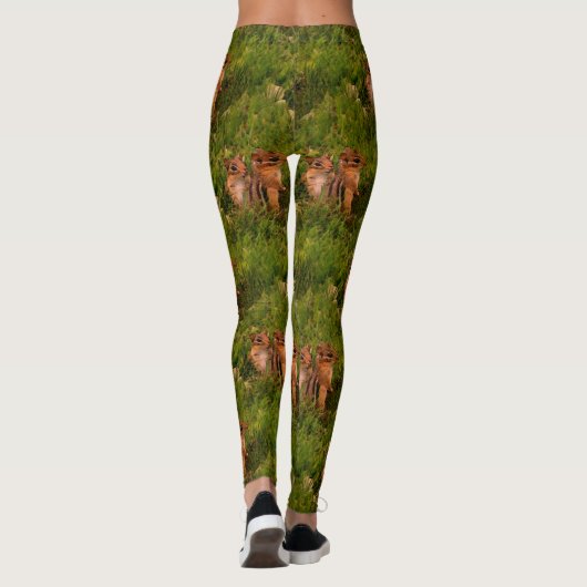 Baby Chipmunks Natuur Art Patroon Leggings (Achterkant)