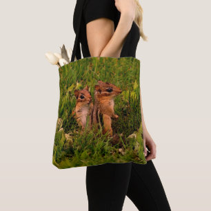 Baby Chipmunks Wildlife Animal Art Tote Bag