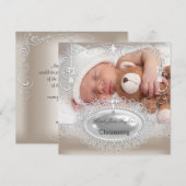 Baby Christening Baptism Girl Boy Silver Cross Aankondiging (Voorkant / Achterkant)