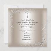 Baby Christening Baptism Girl Boy Silver Cross Aankondiging (Achterkant)