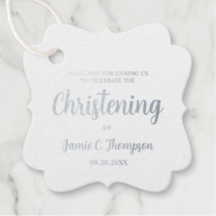 Baby Christening Elegant Aangepaste Datum metaal Bedankjes Labels