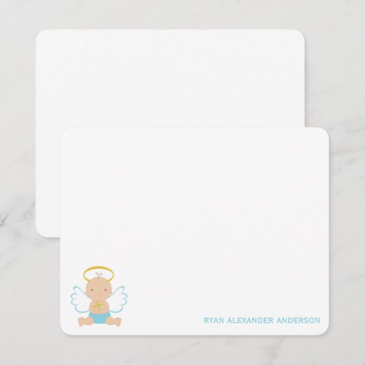 Baby Christening Flat Dank je wel Kaart (Voorkant / Achterkant)