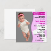 Baby Christening Invitation Girl Curve Kaart (Voorkant / Achterkant)