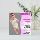 Baby Christening Invitation Girl Curve Kaart (Staand voorkant)