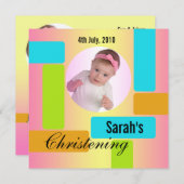 Baby Christening Invitation Multicolor Kaart (Voorkant / Achterkant)