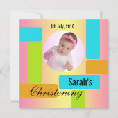 Baby Christening Invitation Multicolor Kaart (Voorkant)