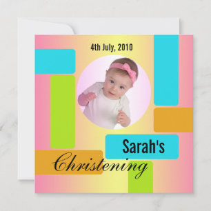 Baby Christening Invitation Multicolor Kaart