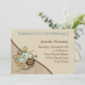 Baby Christening Invitation Safarri Kaart (Staand voorkant)