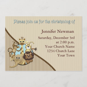 Baby Christening Invitation Safarri Kaart