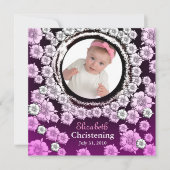Baby Christening Uitnodiging Roze Bloem (Voorkant)