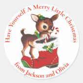Baby Christmas Deer Custom Holiday Ronde Sticker (Voorkant)