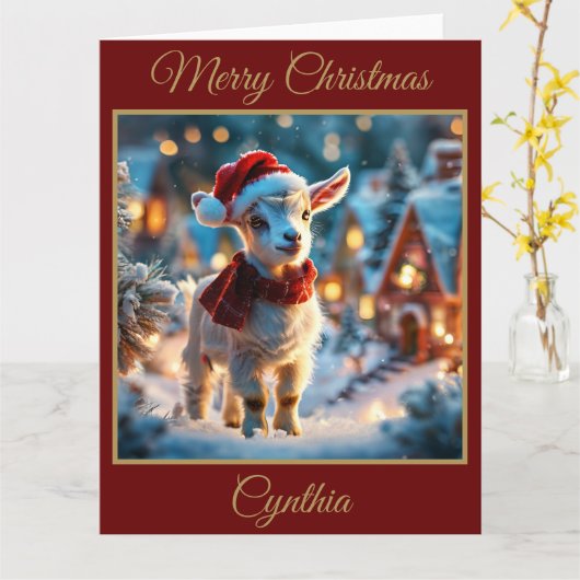 Baby Christmas Goat Christmas Kaart (Gele Bloem)