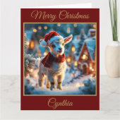 Baby Christmas Goat Christmas Kaart (Voorkant)