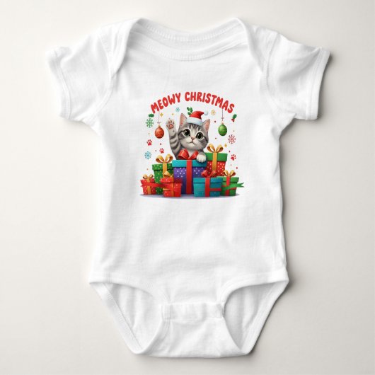 Baby Christmas Kitty With Gift Romper (Voorkant)
