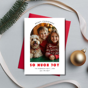 Baby Christmas So Much Joy Funny Pet Dog Foto Rood Feestdagenkaart