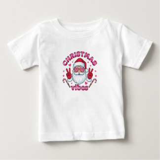 Baby Christmas Vibes T-Shirt |Toddler Groovy Santa