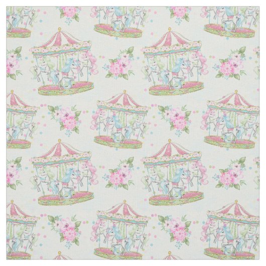 Baby Circus Carousel Pony Fabric Stof (Swatch)