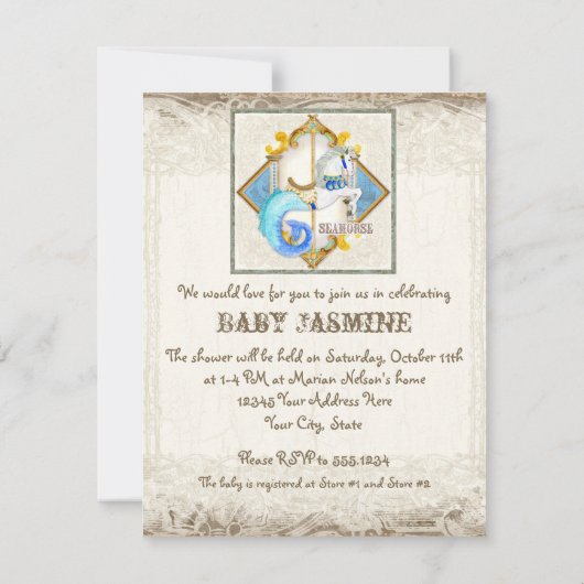 Baby Circus Fantasy Seahorse Carousel Kaart (Achterkant)