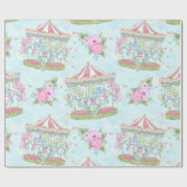 Baby Circus Theme Carousel Ponies Cadeaupapier (Vlak)