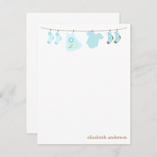 Baby Clotheline Aangepaste vlakte Dank u Kaart (Voorkant / Achterkant)