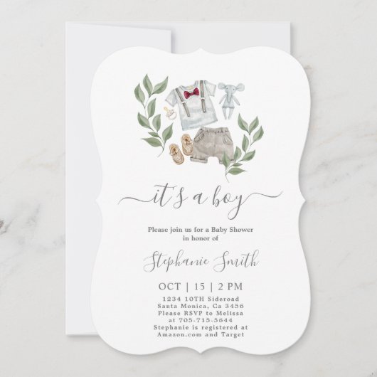 Baby Clothes Baby shower Boy-uitnodiging Kaart (Voorkant)