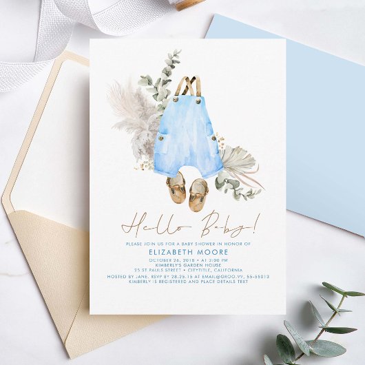 Baby Clothes Blue Sage en Brown Cute Boy Kaart