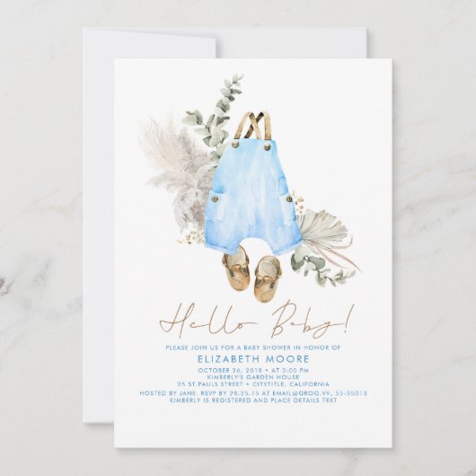 Baby Clothes Blue Sage en Brown Cute Boy Kaart (Voorkant)