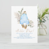 Baby Clothes Blue Sage en Brown Cute Boy Kaart (Staand voorkant)