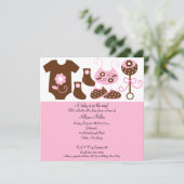 Baby Clothes Girl Baby shower Uitnodiging (Staand voorkant)