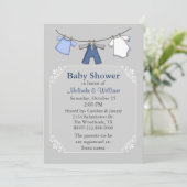 Baby Clothes Line Baby shower Invitation Kaart (Staand voorkant)