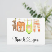 Baby Clothesline - bedankje Kaart (Staand voorkant)