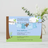 Baby Clothesline Blue BOY 5x7 Baby shower Kaart (Staand voorkant)