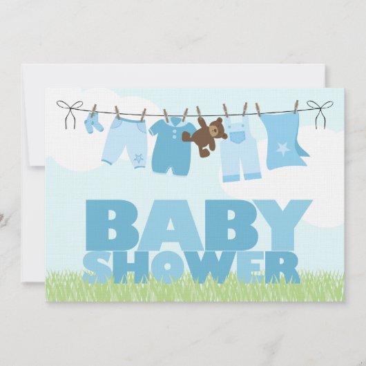 Baby Clothesline {blue} Boys Baby shower Kaart (Voorkant)