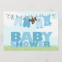 Baby Clothesline {blue} Boys Baby shower Kaart