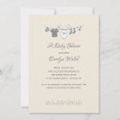 Baby Clothesline Boy Baby shower Uitnodiging (Voorkant)