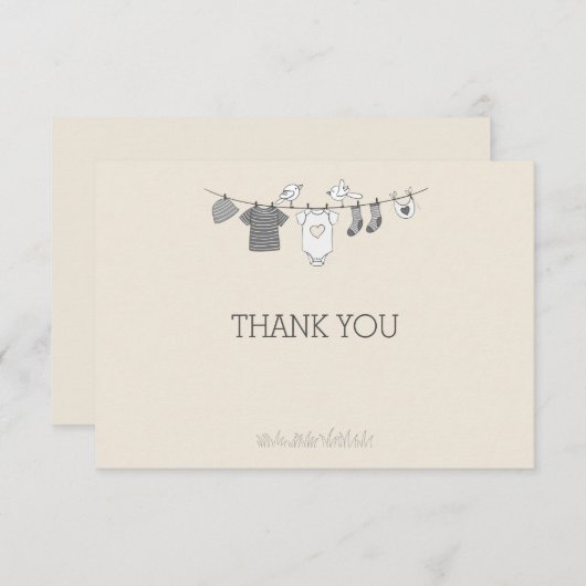 Baby Clothesline Dank u Notecard Kaart (Voorkant / Achterkant)