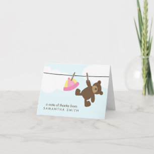 Baby Clothesline Dank u {roze Nota's} Bedankkaart